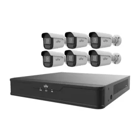 UNIVIEW EK-S31P8B46T2-V2: 8-Channel Surveillance Kit w/ 6x 4MP IR Bullet Cameras