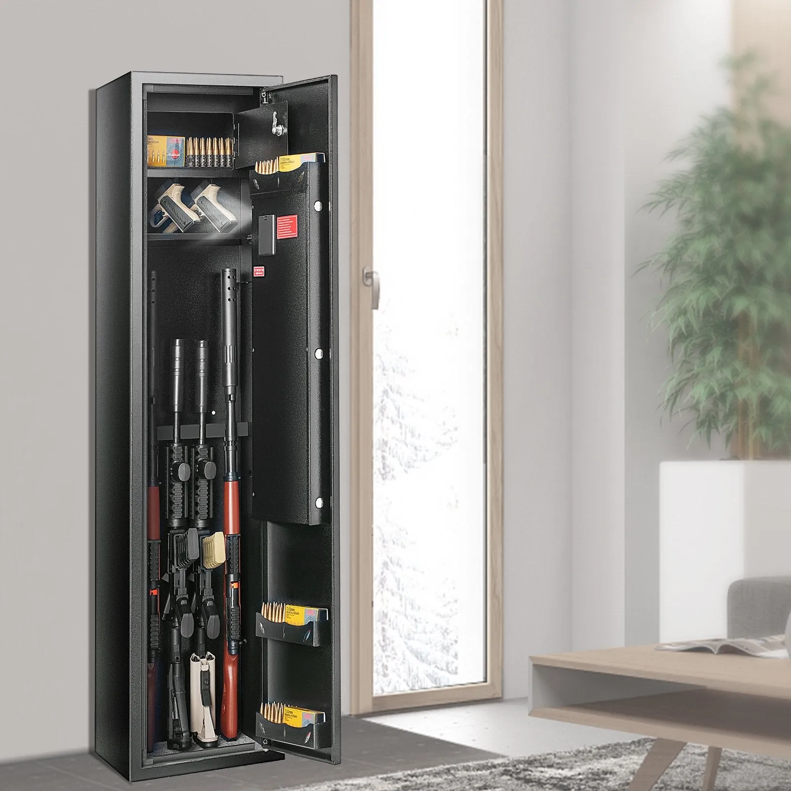 Vevor Gun Safe 5 Rifle Security Cabinet with Built-In Storage Locker and Digital Keypad Lock New