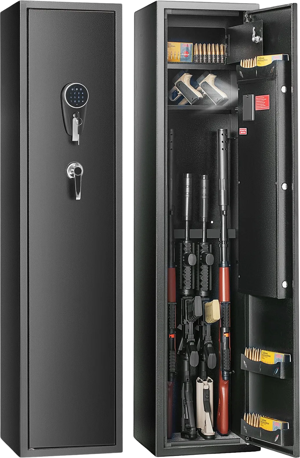 Vevor Gun Safe 5 Rifle Security Cabinet with Built-In Storage Locker and Digital Keypad Lock New