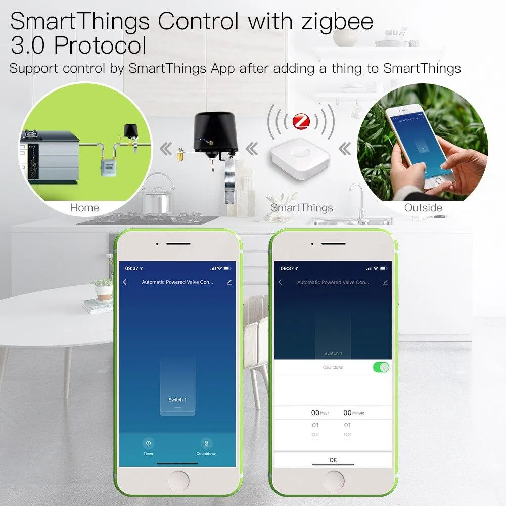 ZigBee 3.0 Smart Gas Water Valve Controller 2MQTT Setup Available