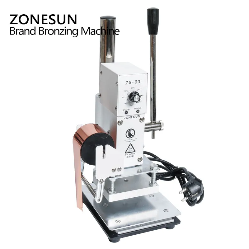 ZONESUN 1PC 110V/220V Manual Hot Foil Stamping Marking Machine Leather PVC Printer With Temperature Control